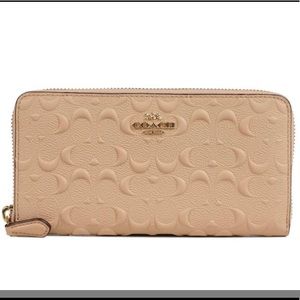 Coach ~Beige Accordion Zip In Signature